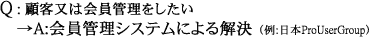 Q：顧客または会員管理をしたい　A：会員管理システムによる解決(例：日本ProUserGroup)